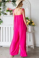 Veveret Women's Pocketed Spaghetti Strap Wide Leg Jumpsuit - Chic & Versatile Fashion