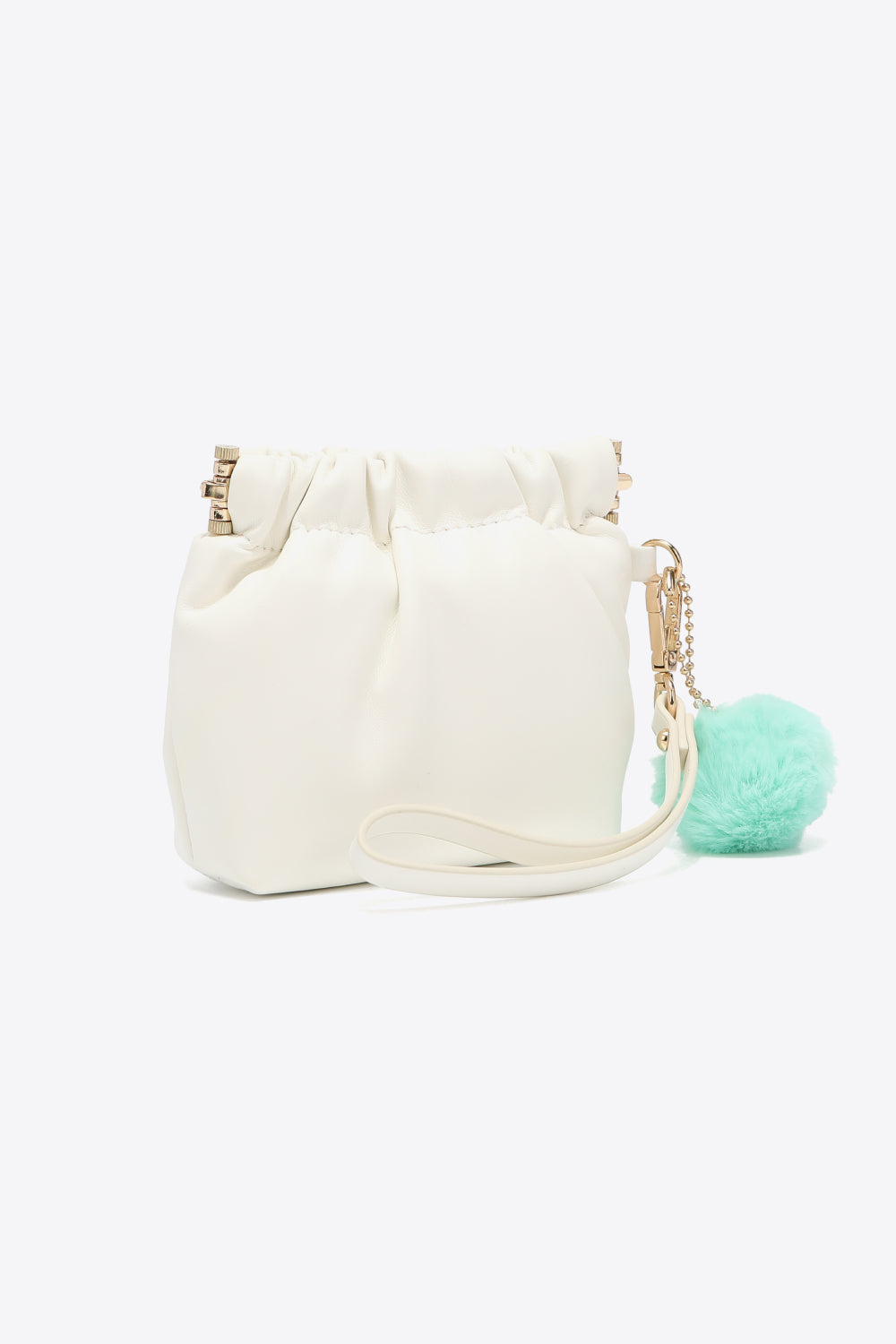 Nicole Lee USA Vegan Leather Two-Tone Pouch with Pompom Keychain