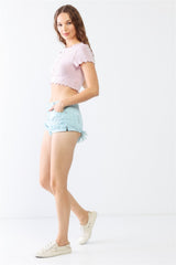 LITZ LA Women's Distressed Ripped Denim Shorts - Trendy Summer Fashion