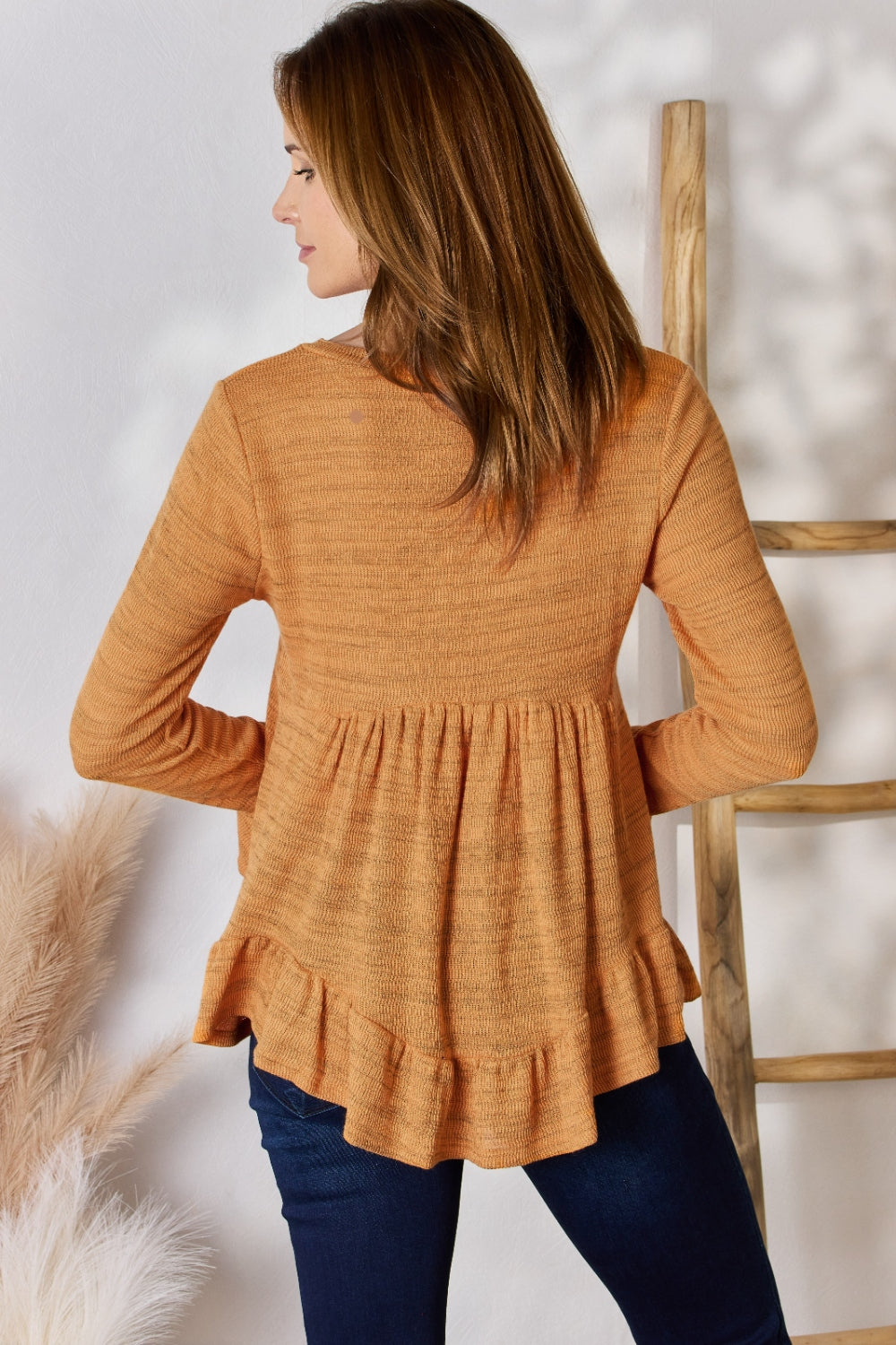 Hailey & Co Women's Full Size V-Neck Flounce Sleeve Blouse - Elegant & Versatile
