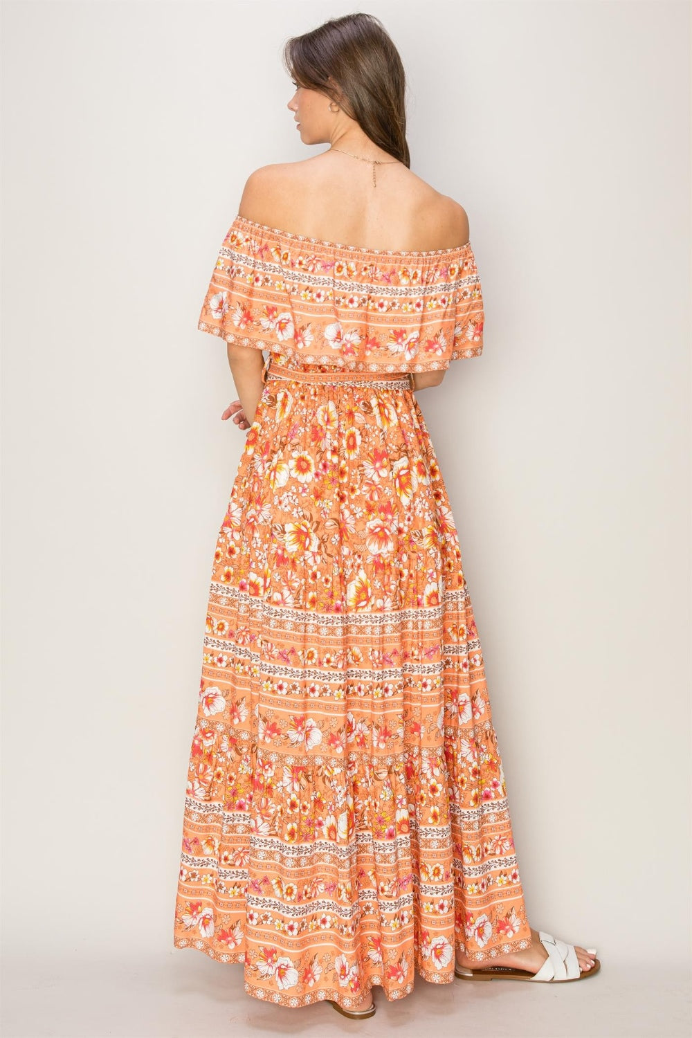 HYFVE Floral Off-Shoulder Tie Front Maxi Dress - Elegant Event Wear