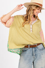 SAGE + FIG Women's Color Block Bubble Sleeve Top - Trendy & Vibrant