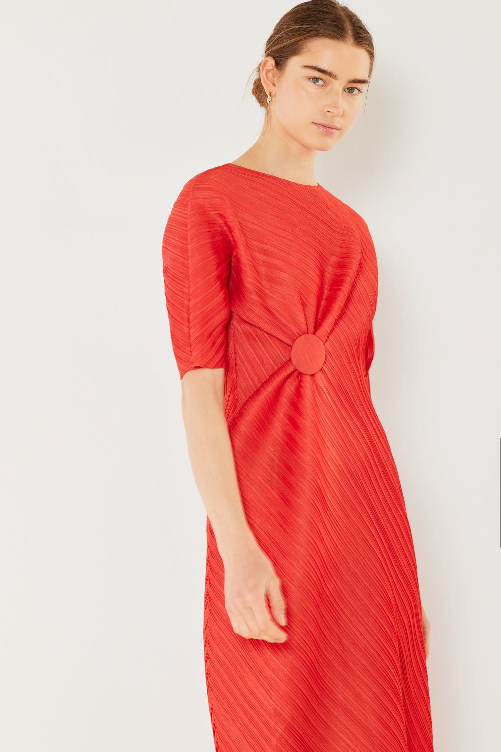Elegant Pleated Dolman Sleeve Dress by Marina West Swim