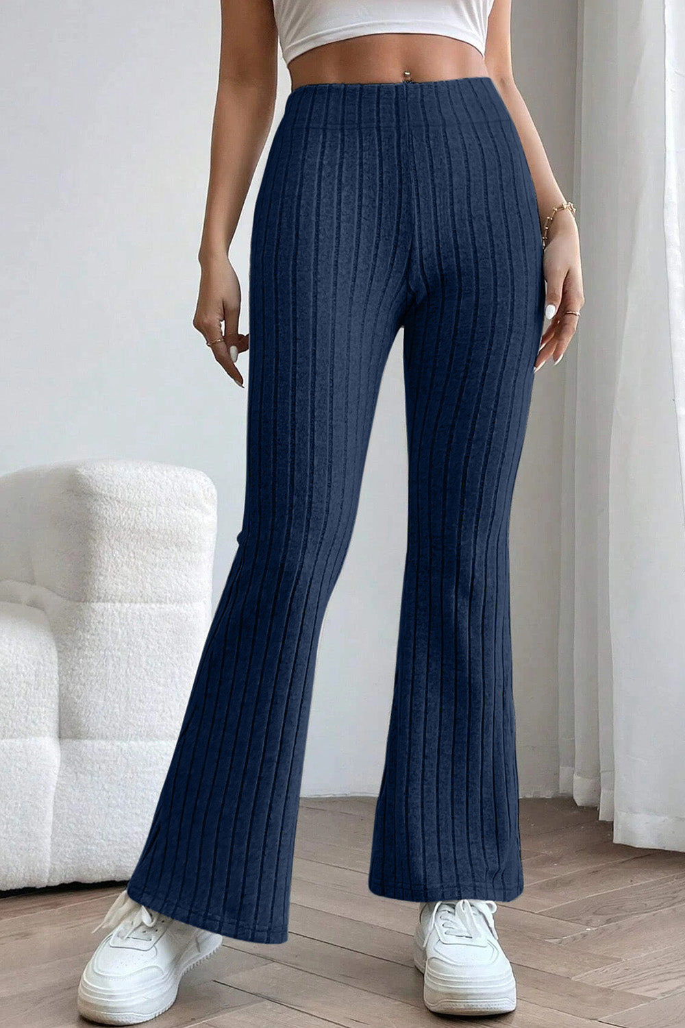 Basic Bae Full Size Ribbed High Waist Flare Pants - Trendy Comfort and Style