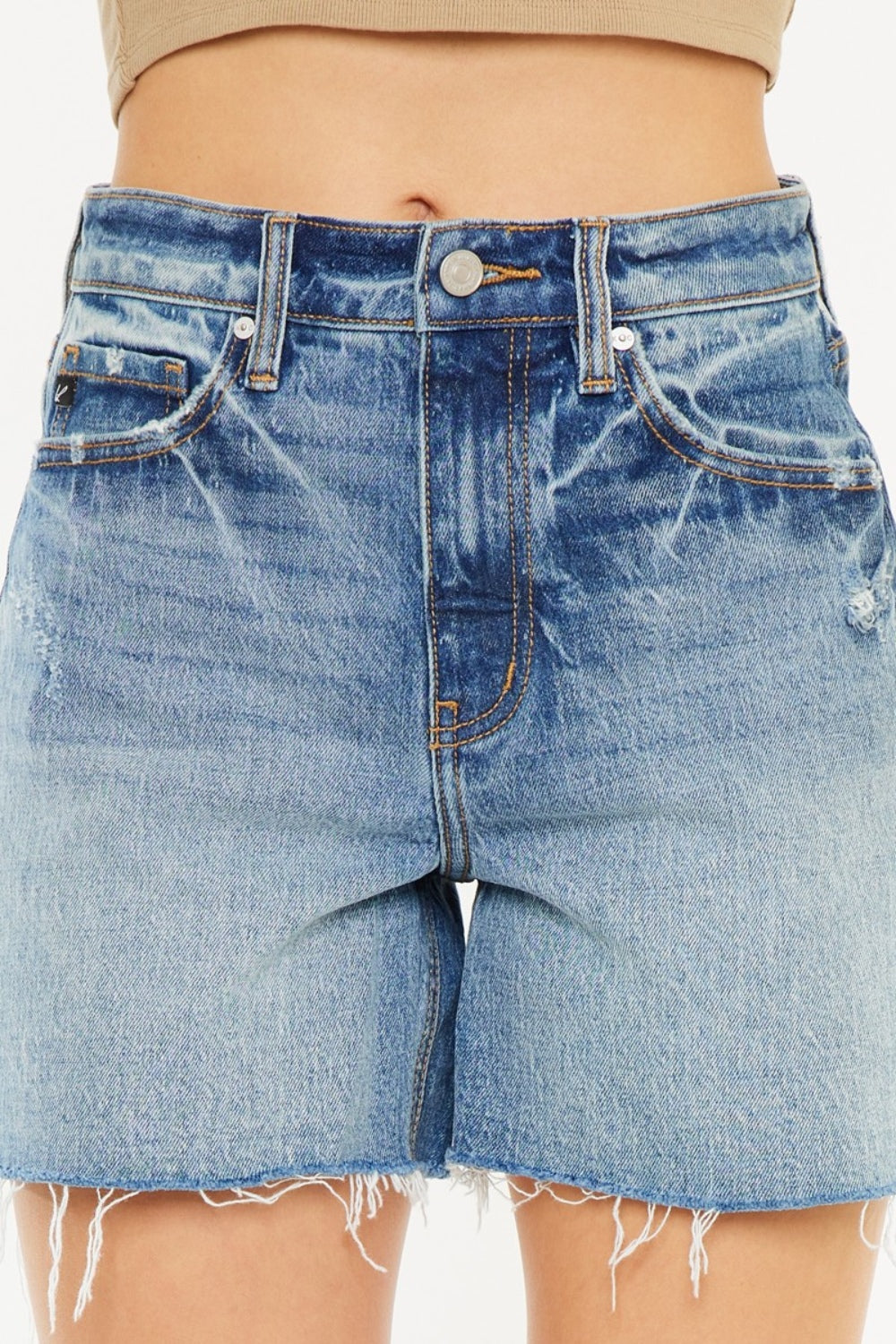 Kancan Women's High Waist Raw Hem Denim Shorts - Trendy & Comfortable
