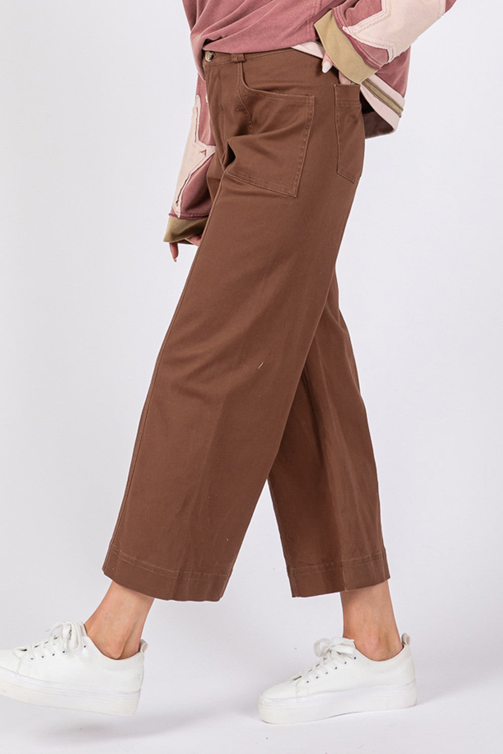 SAGE + FIG Women's Wide Leg Cropped Pants with Pockets - Comfortable and Stylish