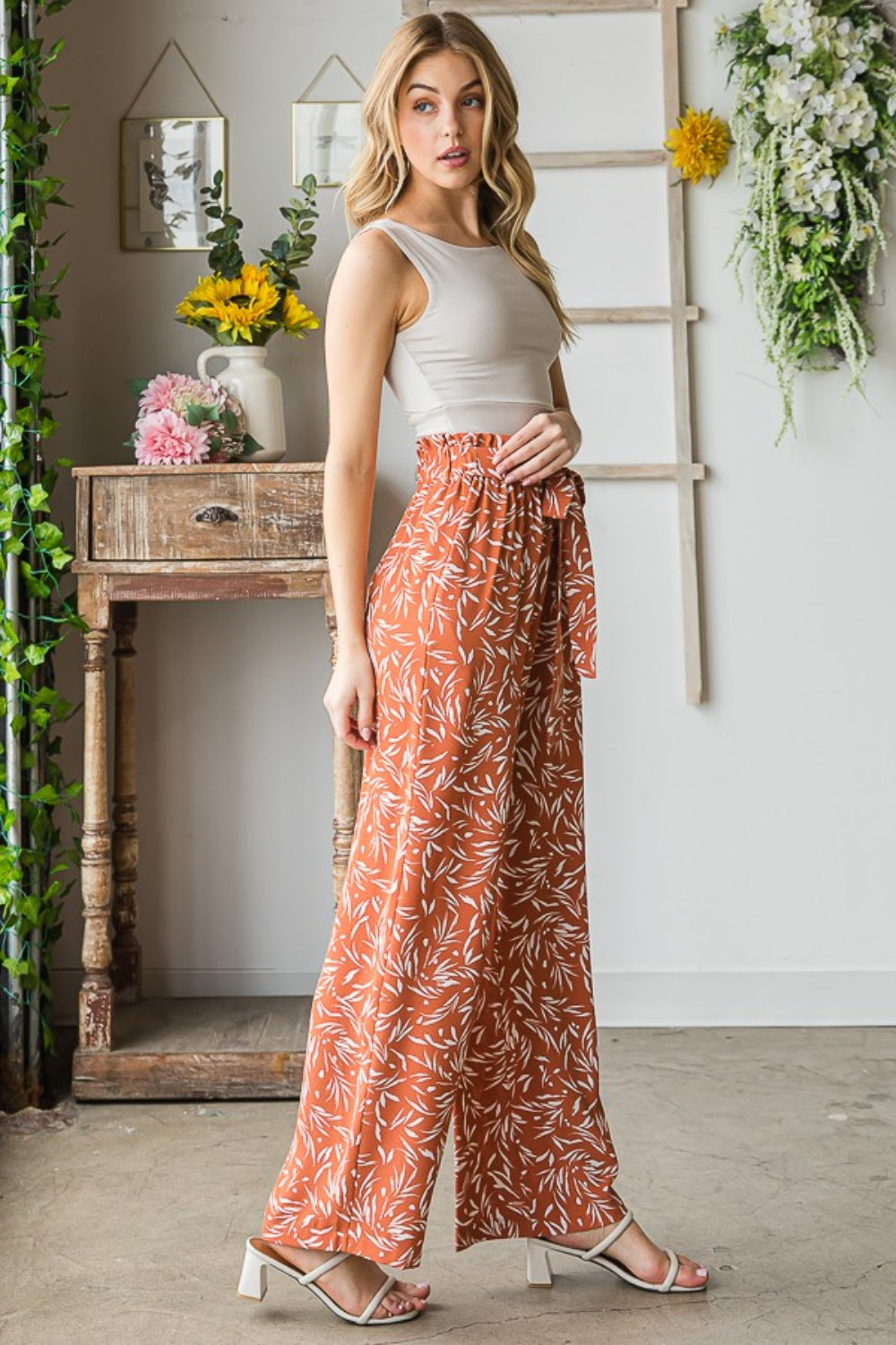 Heimish Women's Printed Tie-Waist Straight Leg Casual Pants - Trendy & Comfortable