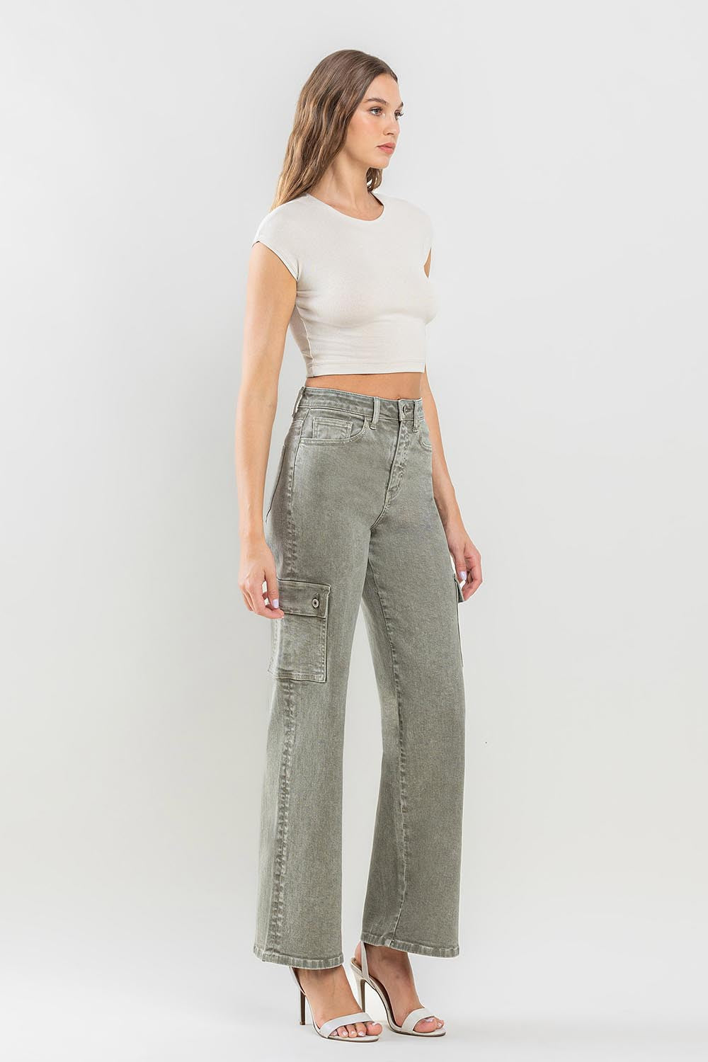 Vervet by Flying Monkey '90s Super High Rise Cargo Jeans - Vintage Style with Modern Comfort