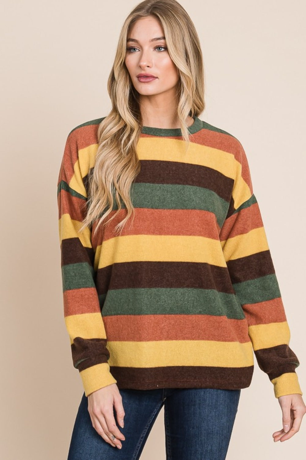 Vibrant Multi-Color Striped Knit Top - BOMBOM Collection