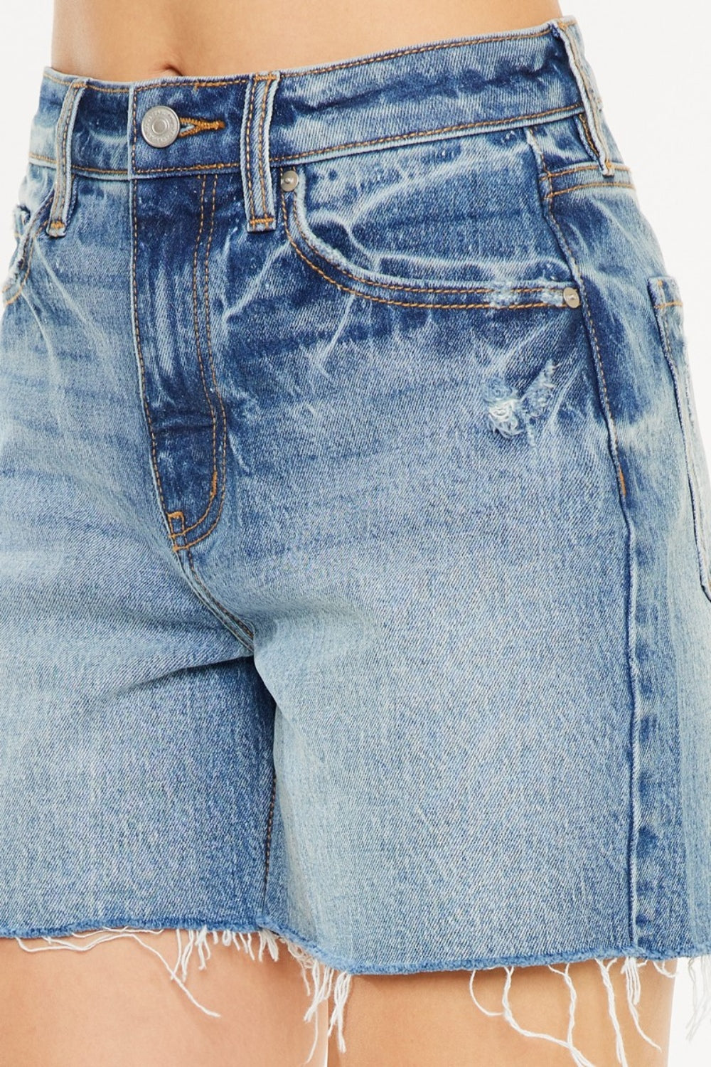 Kancan Women's High Waist Raw Hem Denim Shorts - Trendy & Comfortable