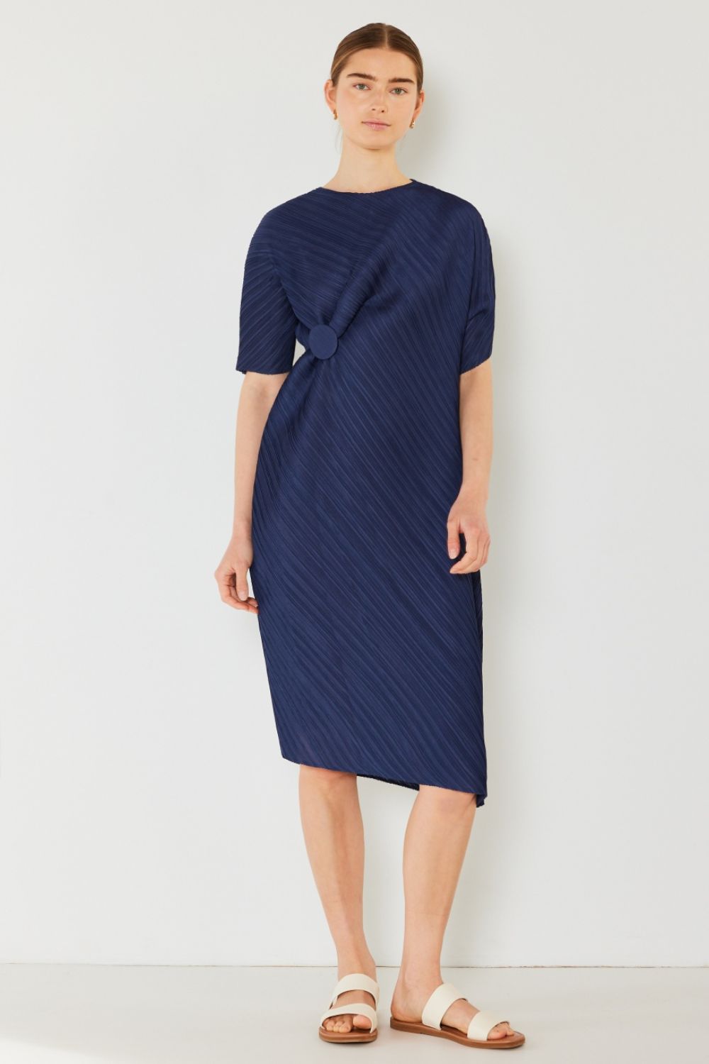 Elegant Pleated Dolman Sleeve Dress by Marina West Swim