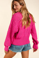 Haptics Women's Full Size Button Down Cropped Long Sleeve Cardigan - Chic & Versatile