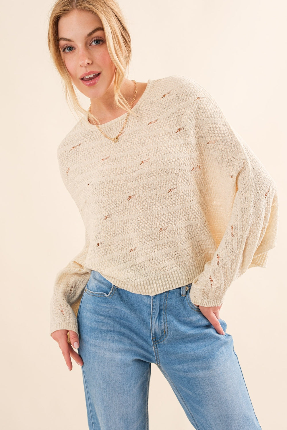 Cozy Dolman Sleeves Sweater by And The Why - Trendy & Comfortable