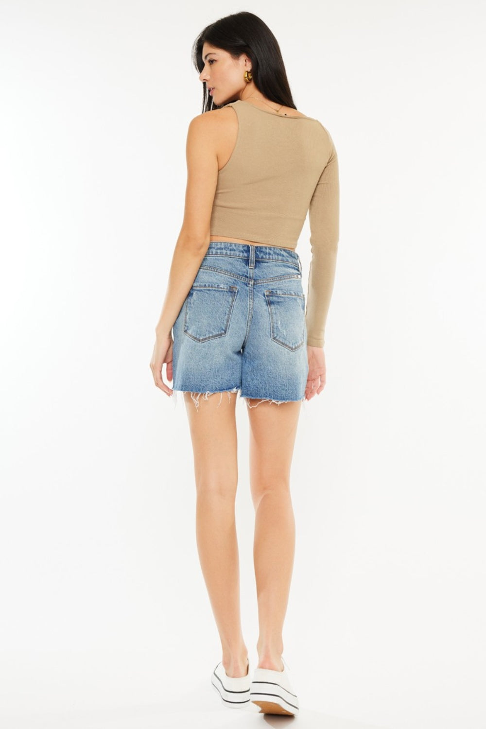 Kancan Women's High Waist Raw Hem Denim Shorts - Trendy & Comfortable