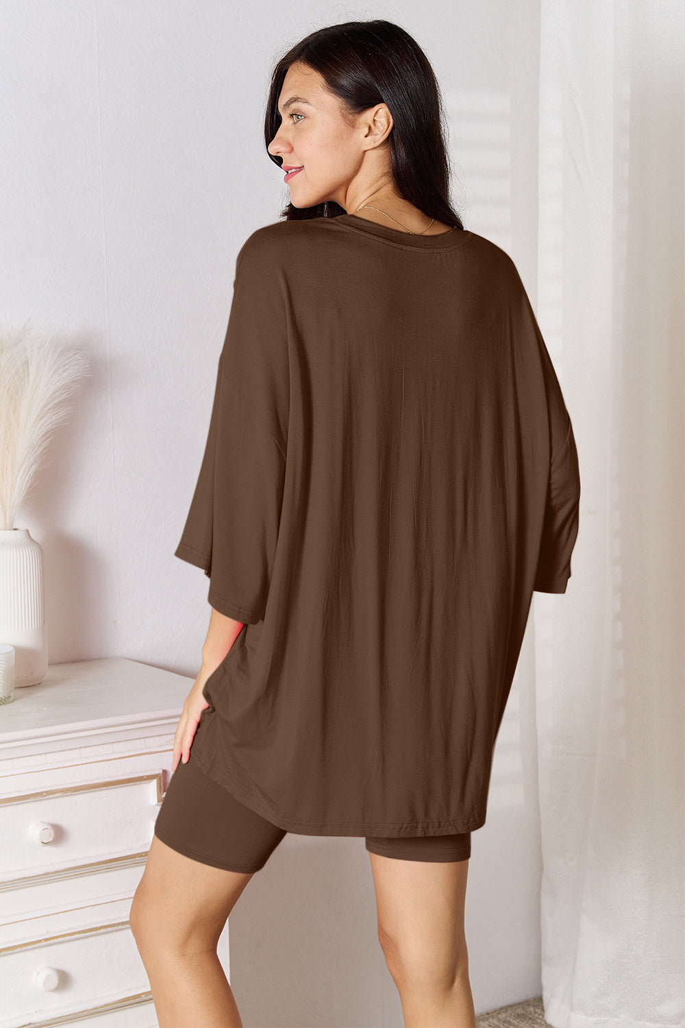 Comfortable Rayon Three-Quarter Sleeve Top and Shorts Set for Women