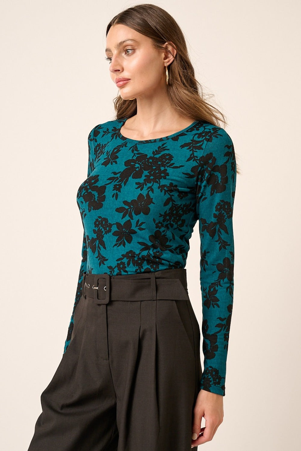Mittoshop Floral Print Long Sleeve Knit Top - Elegant and Versatile