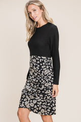 BOMBOM Leopard Color Block Knit Dress - Trendy Fall Fashion