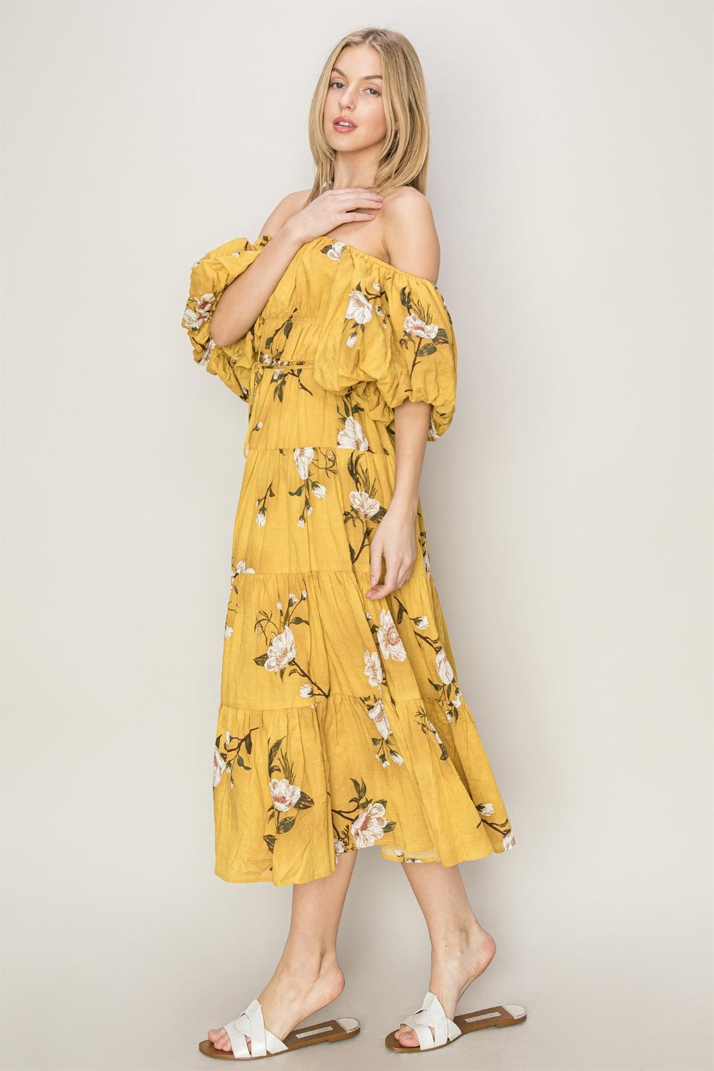 HYFVE Floral Puff Sleeve Tiered Dress - Romantic & Whimsical Style