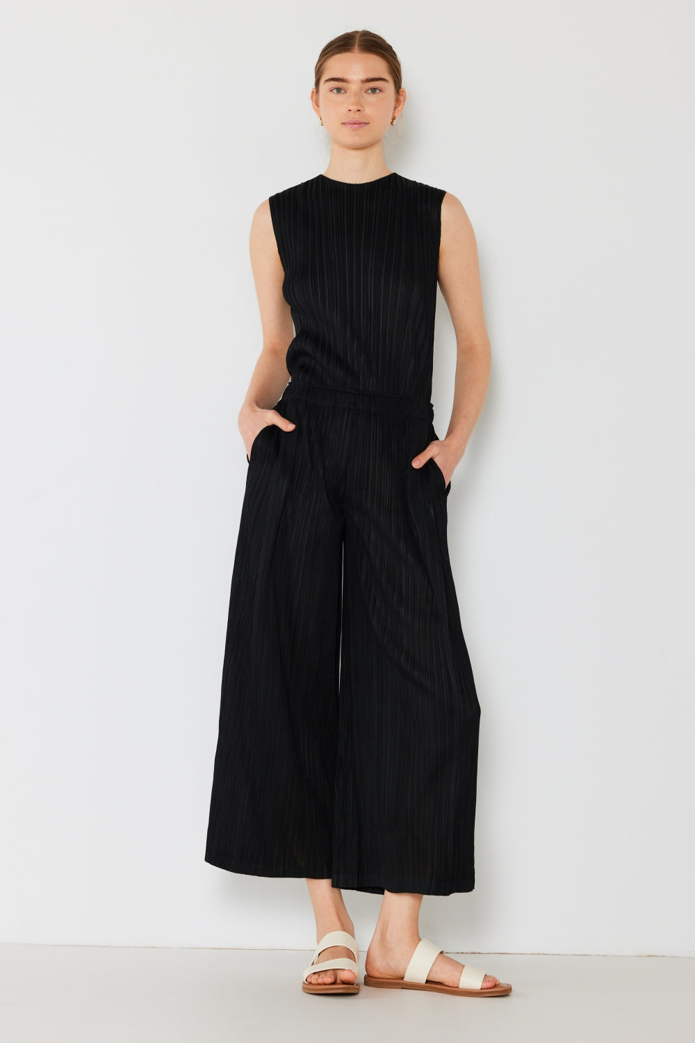 Marina West Swim Women's Pleated Wide-Leg Pants with Chic Side Pleat Detail