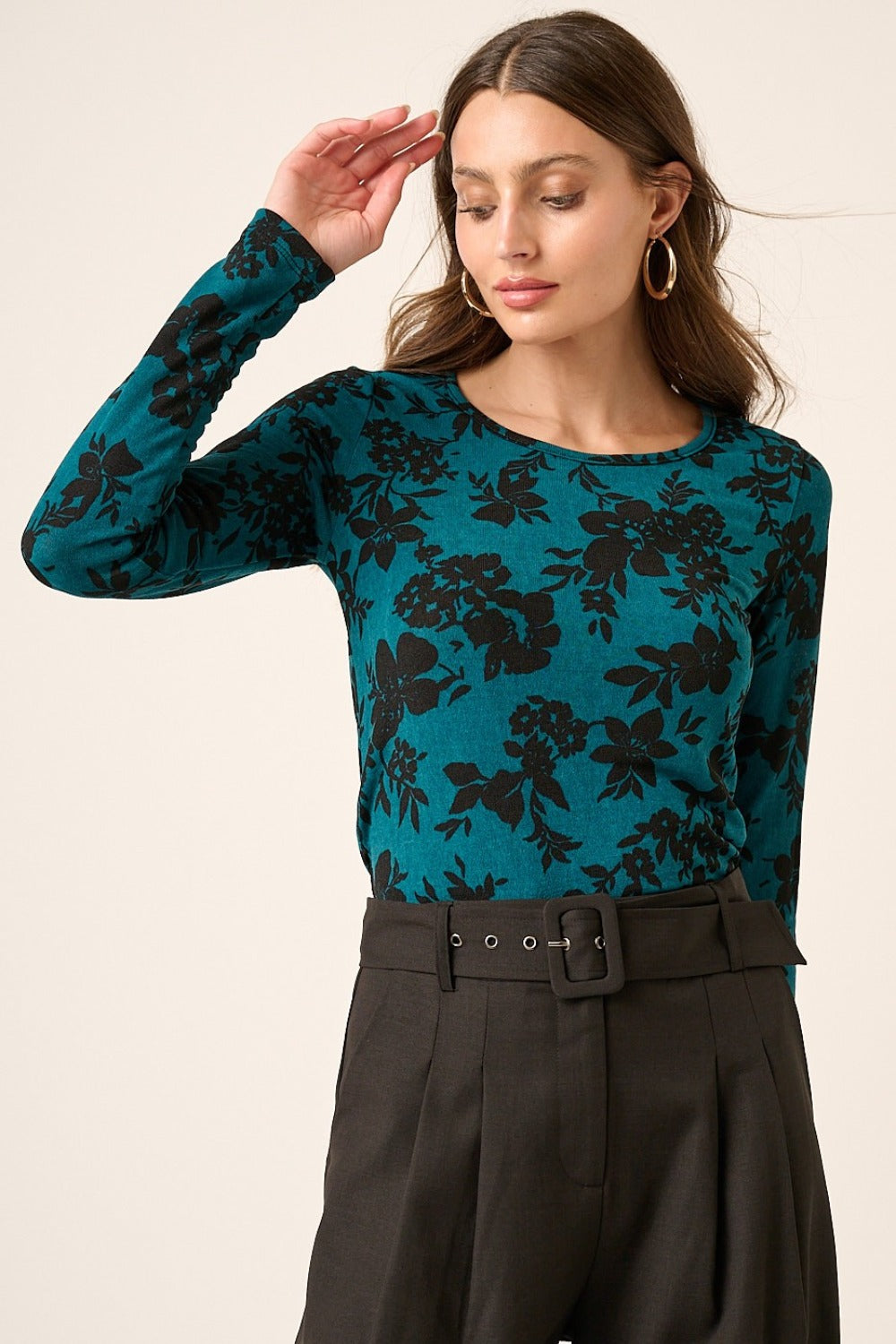 Mittoshop Floral Print Long Sleeve Knit Top - Elegant and Versatile