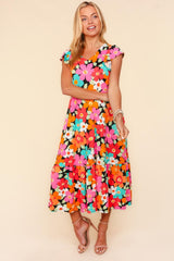 Haptics Floral Midi Dress with Side Pockets - Versatile Spring & Summer Fashion