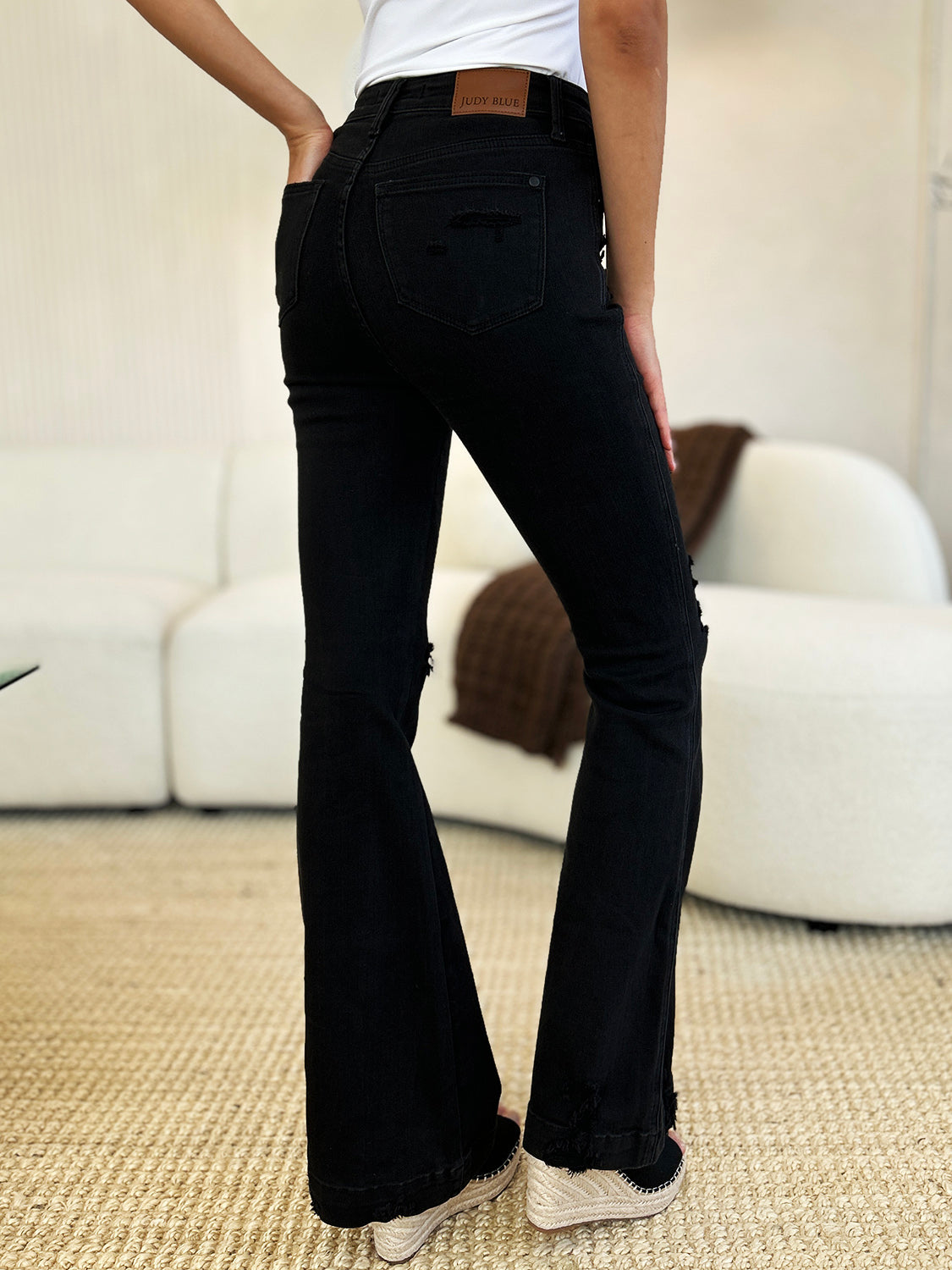 Judy Blue Full Size High Waist Distressed Flare Jeans - Vintage Style & Comfort