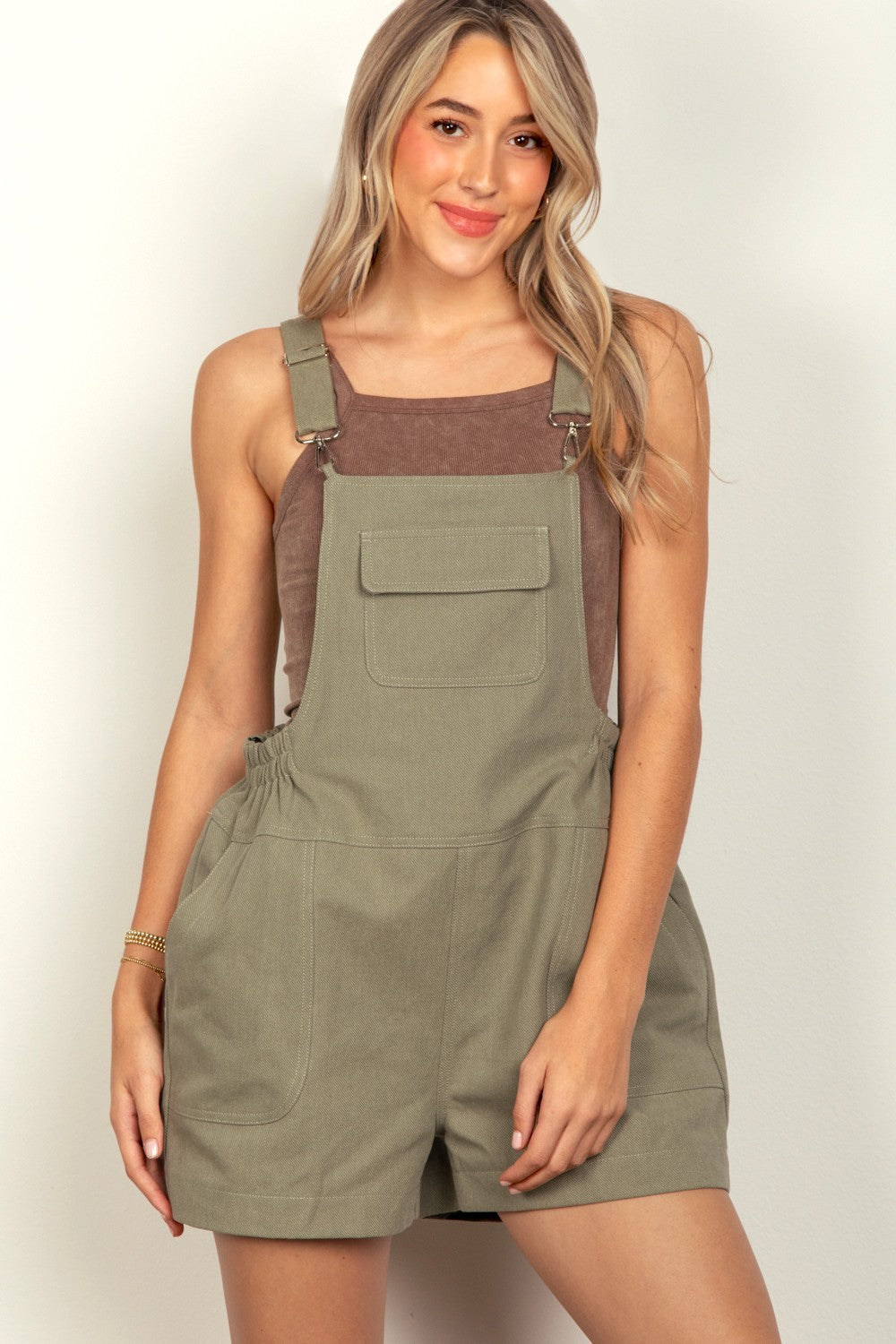 VERY J Women's Adjustable Suspender Overalls with Functional Pockets - Casual Rayon Romper