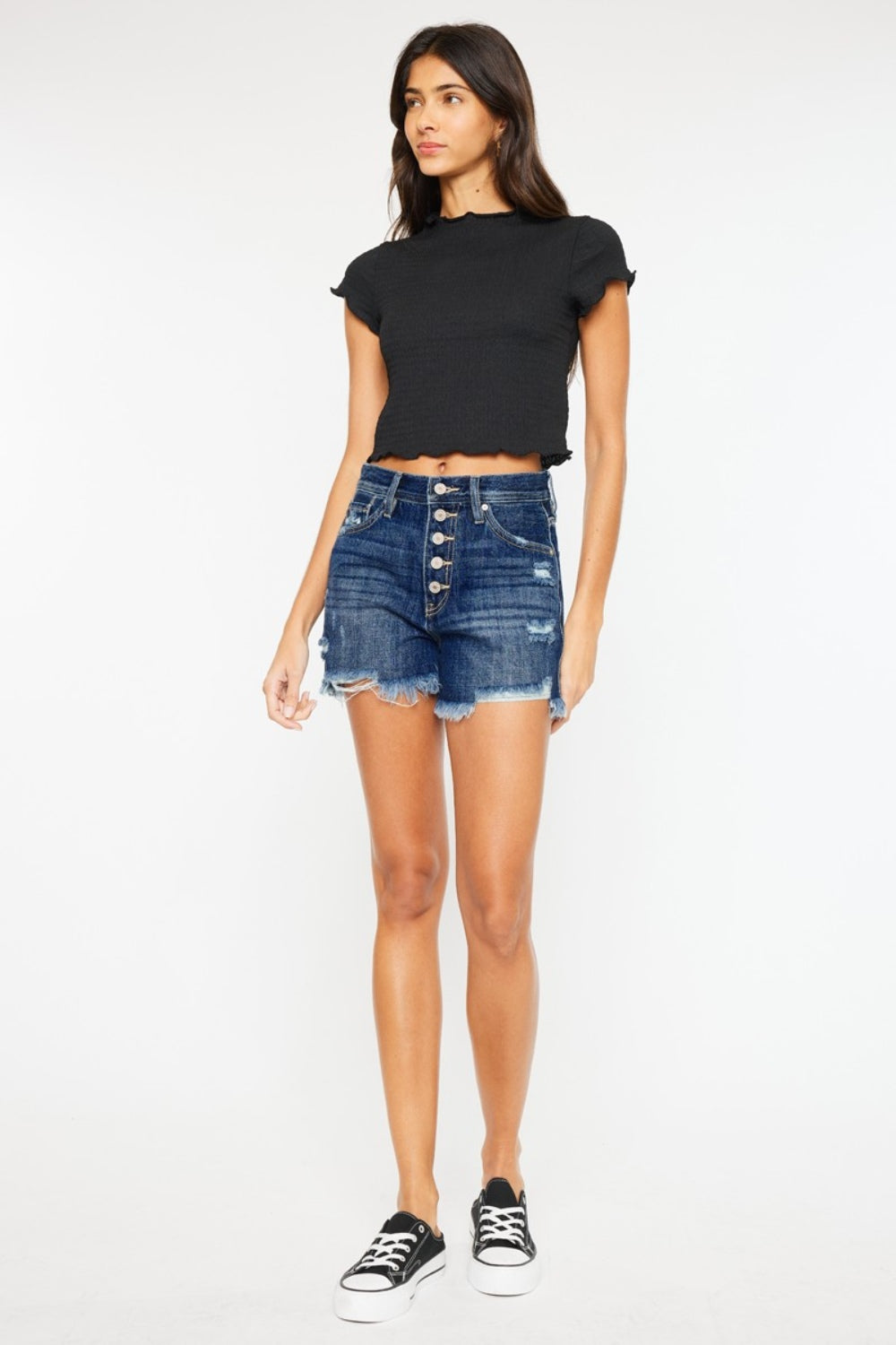 Kancan Women's Raw Hem Button-Fly Denim Shorts - Stylish Comfort for Every Occasion