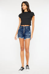 Kancan Women's Raw Hem Button-Fly Denim Shorts - Stylish Comfort for Every Occasion