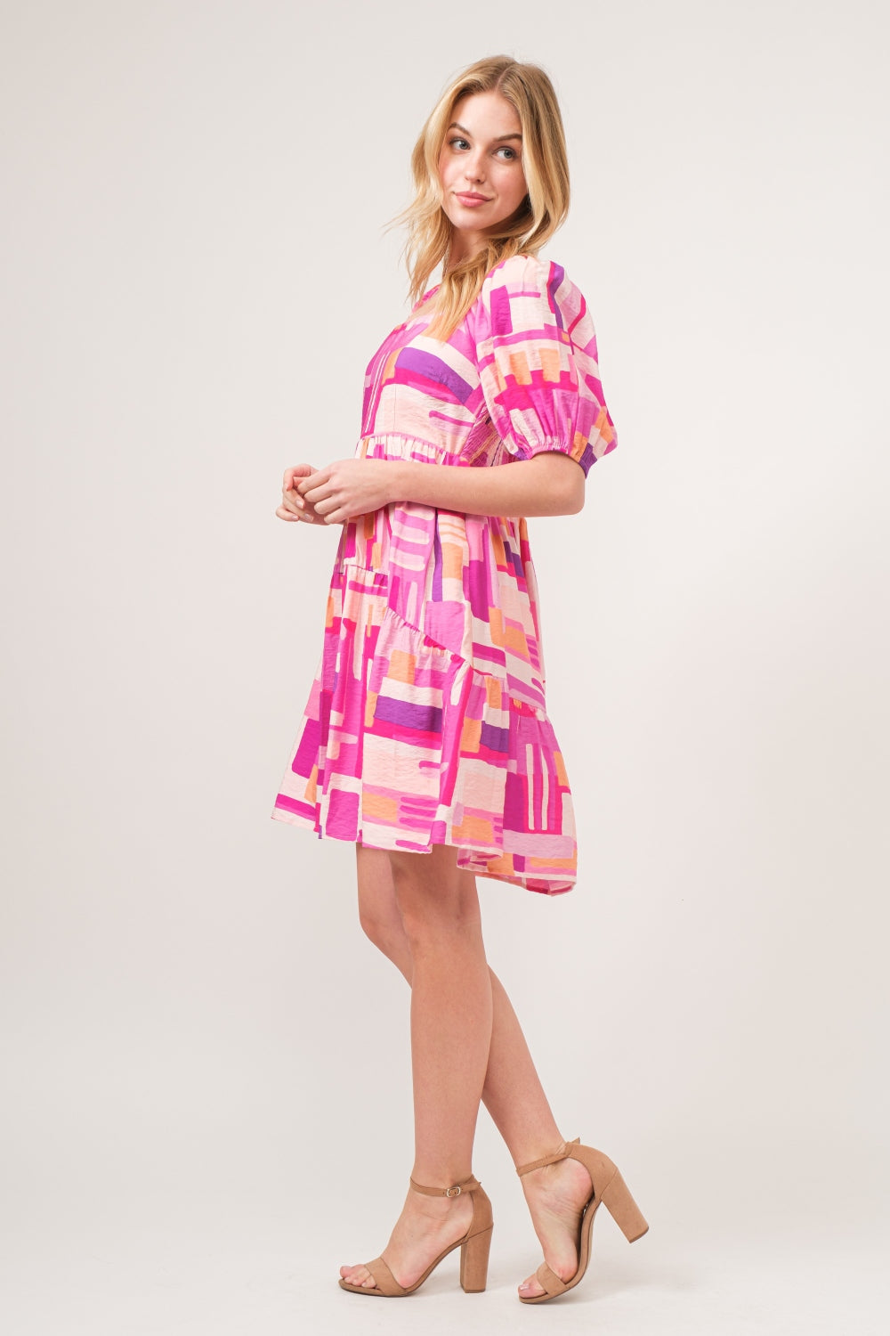 Trendy Color Block Puff Sleeve Dress - Bold Party Wear by And The Why