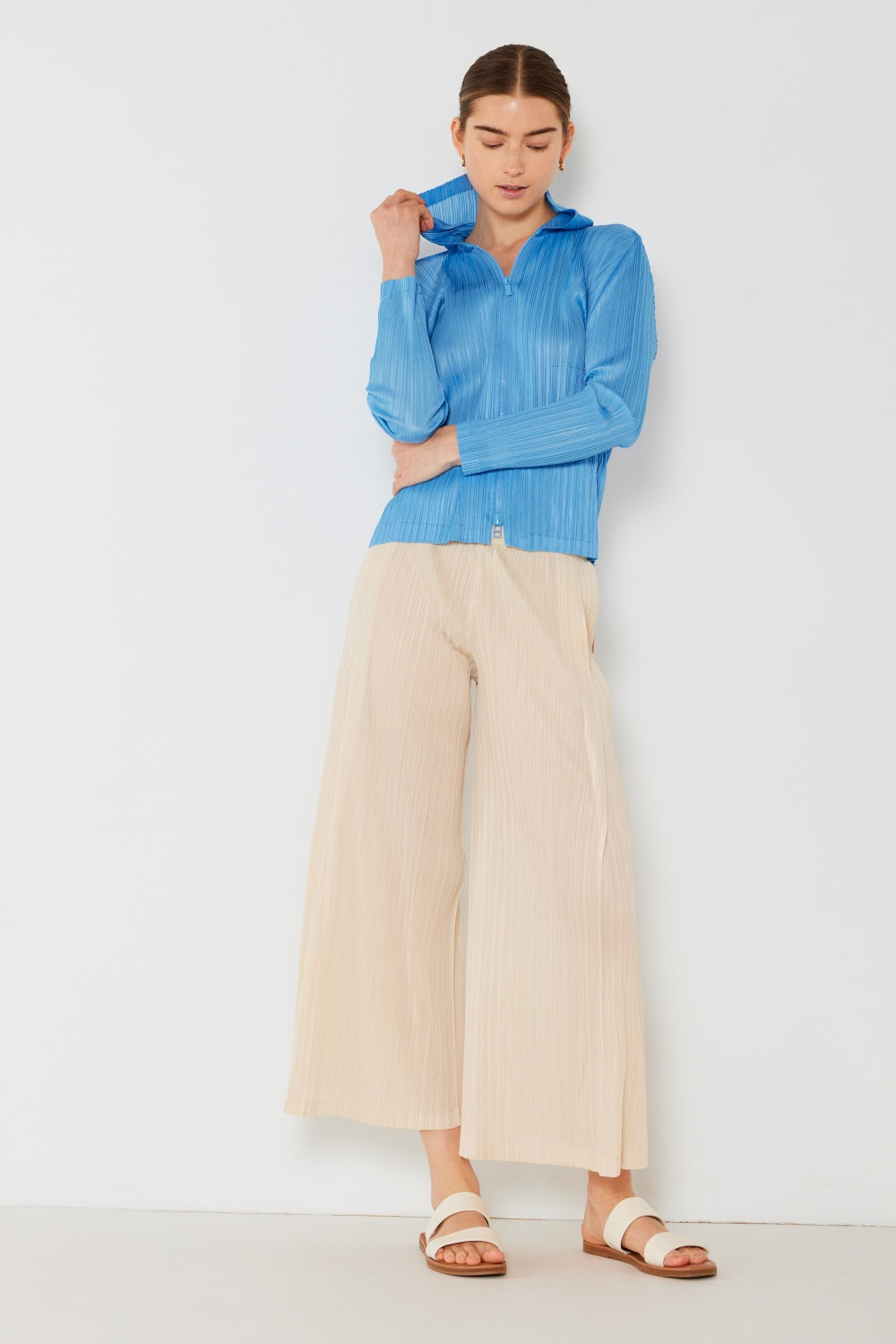 Marina West Swim Women's Pleated Wide-Leg Pants with Chic Side Pleat Detail