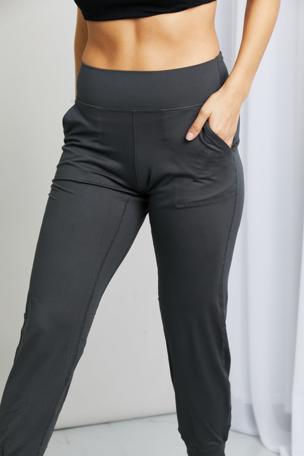Leggings Depot Women's Cropped Joggers with Wide Waistband and Pockets - Comfort Fit