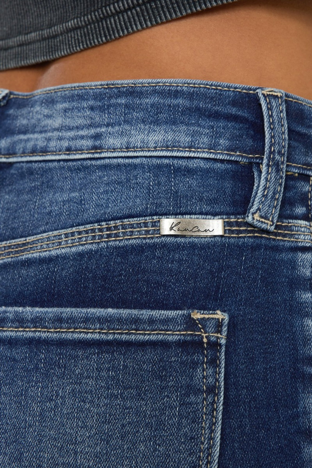 Kancan Full Size Cat's Whiskers Button Fly High-Stretch Denim Shorts