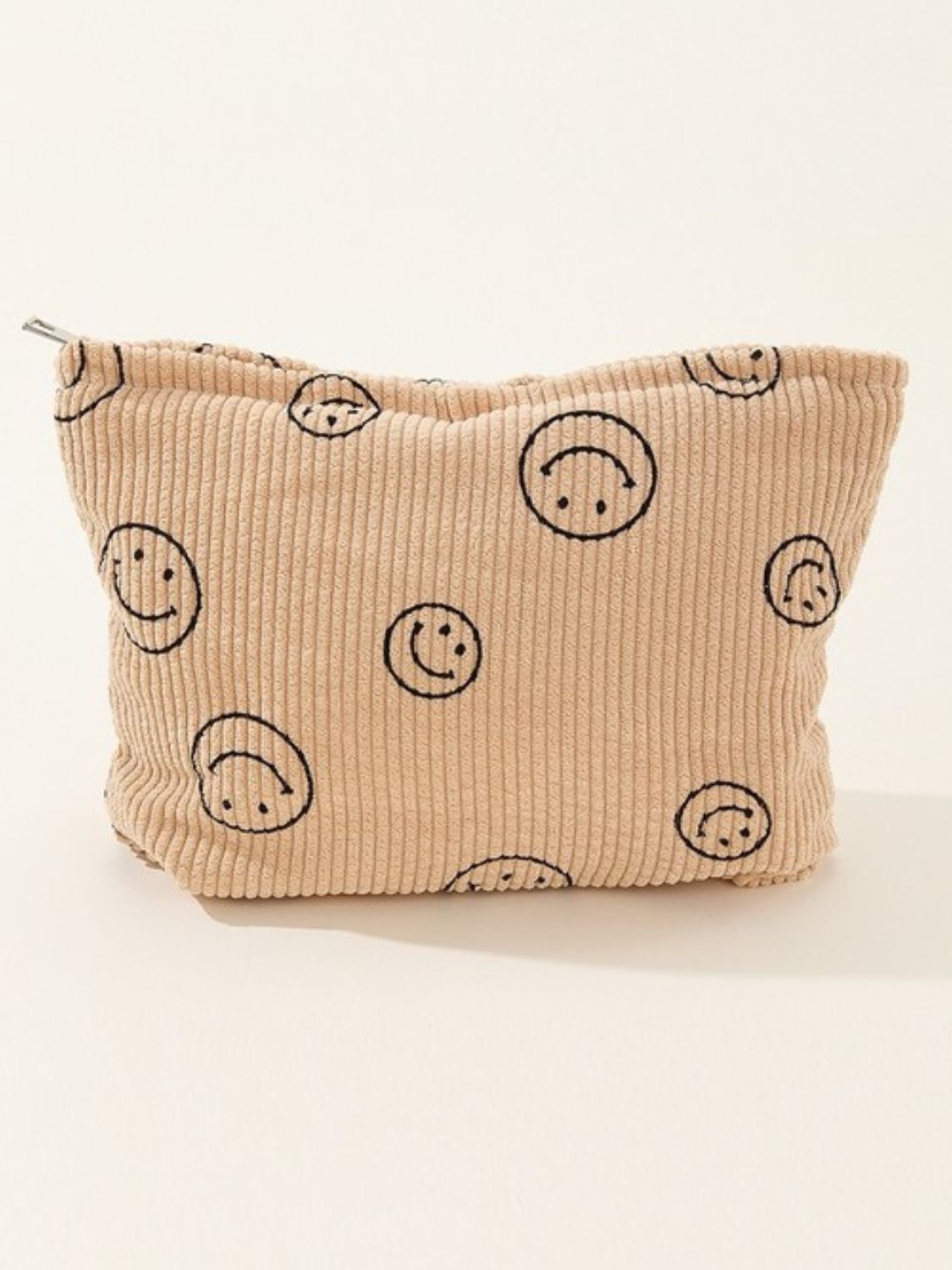 Zenana Corduroy Smile Clutch Bag - Trendy Pinstripe Design with Charming Smiley Face