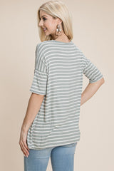 BOMBOM Striped Round Neck T-Shirt - Classic Nautical Style for Every Occasion