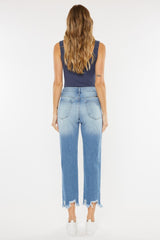 Kancan Women's High Waist Distressed Straight Mom Jeans - Vintage Style