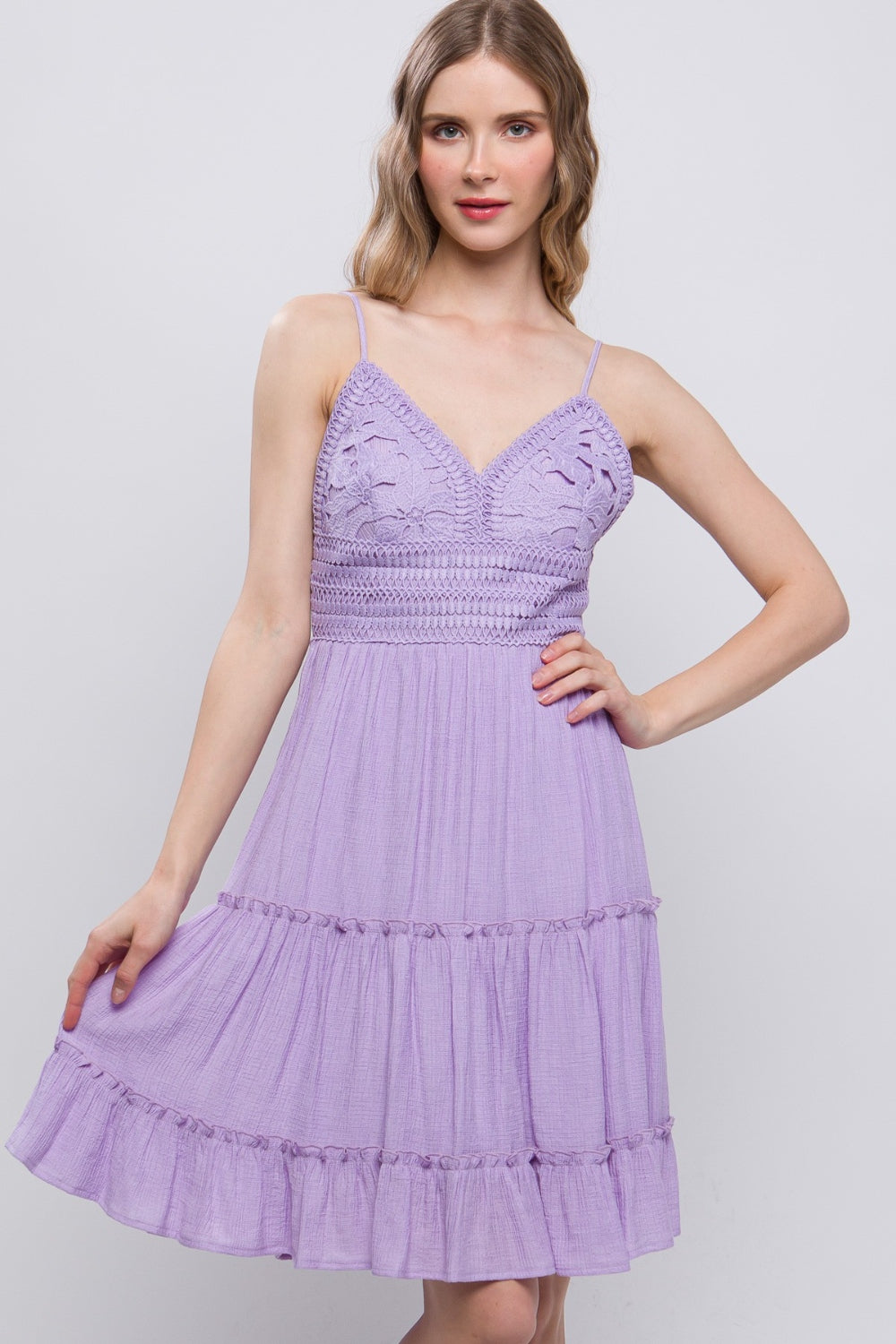 Love Tree Lace Detail Tied V-Neck Mini Cami Dress - Flirty and Elegant Summer Fashion