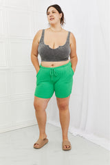 Blumin Apparel Full Size Ribbed Drawstring Shorts in Green - Comfortable, Casual, and Trendy