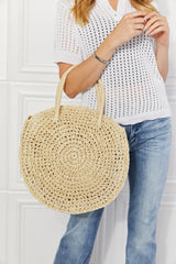 Eco-Friendly Justin Taylor Ivory Straw Rattan Handbag - Large Boho Chic