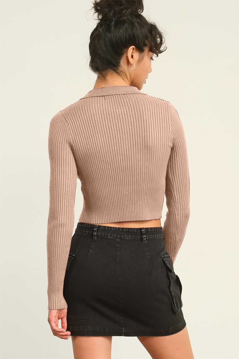 HYFVE Ribbed Double Zip Cropped Cardigan - Elegant & Versatile Women's Knitwear