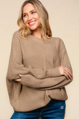 Haptics Asymmetric Side Slit Sweater with Textured Knit