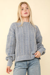 Stylish VERY J Two Tone Long Sleeve Women's Sweater - Cozy & Trendy