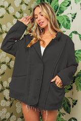 BiBi Single-Breasted Washed Fleece Jacket - Stylish & Comfortable Blazer