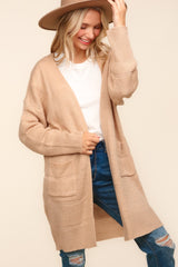 Haptics Striped Open Front Cardigan with Pockets - Versatile Cozy Layer